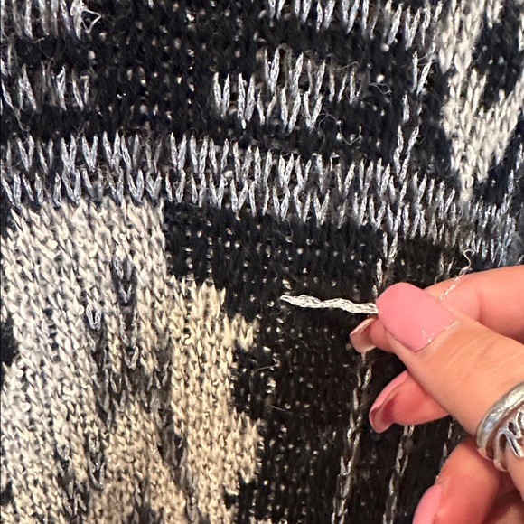 Lucky Brand Black and White with silver thread. Open Front Cardigan - Picture 5 of 7